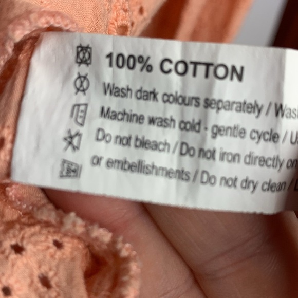 Blueage Collection Peach Floral Eyelet Peplum Top - Picture 6 of 7